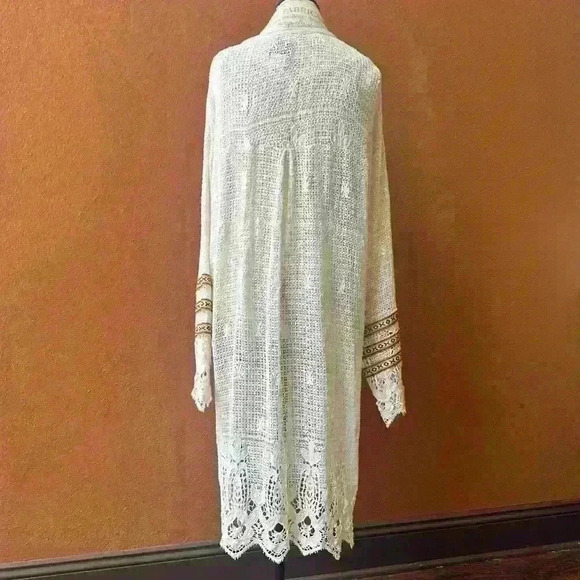 Muche Muchette Boho Crocheted Dress Or Swim Cover-Up One Size Cream EUC! - Picture 4 of 13